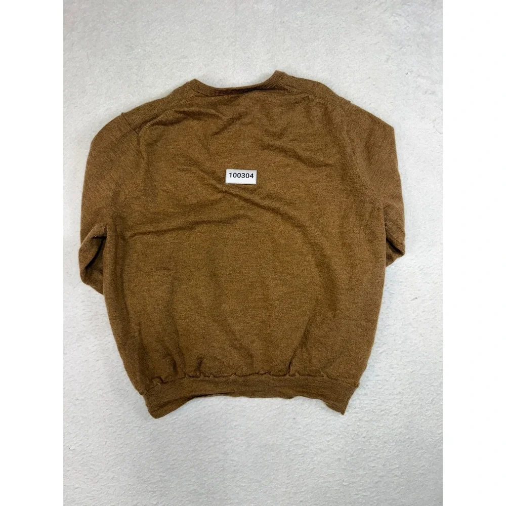J.Crew Mens XL Merino Wool V-Neck Sweater Heather Brown Camel Knit 100304
